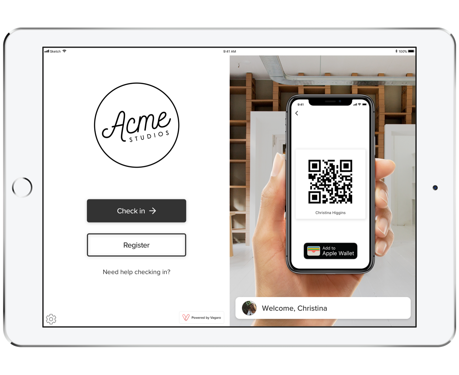kiosk that allows gym members to self-check in